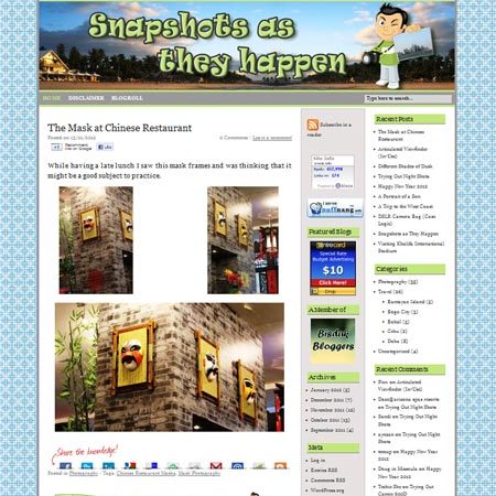 Snapshots blog design