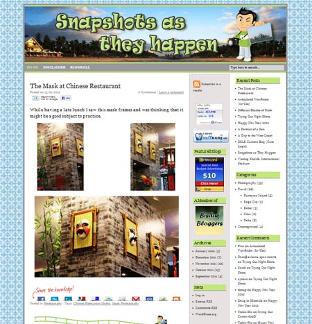 Snapshots blog design