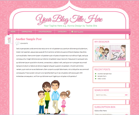 Alynna theme design for wordpress by techie she